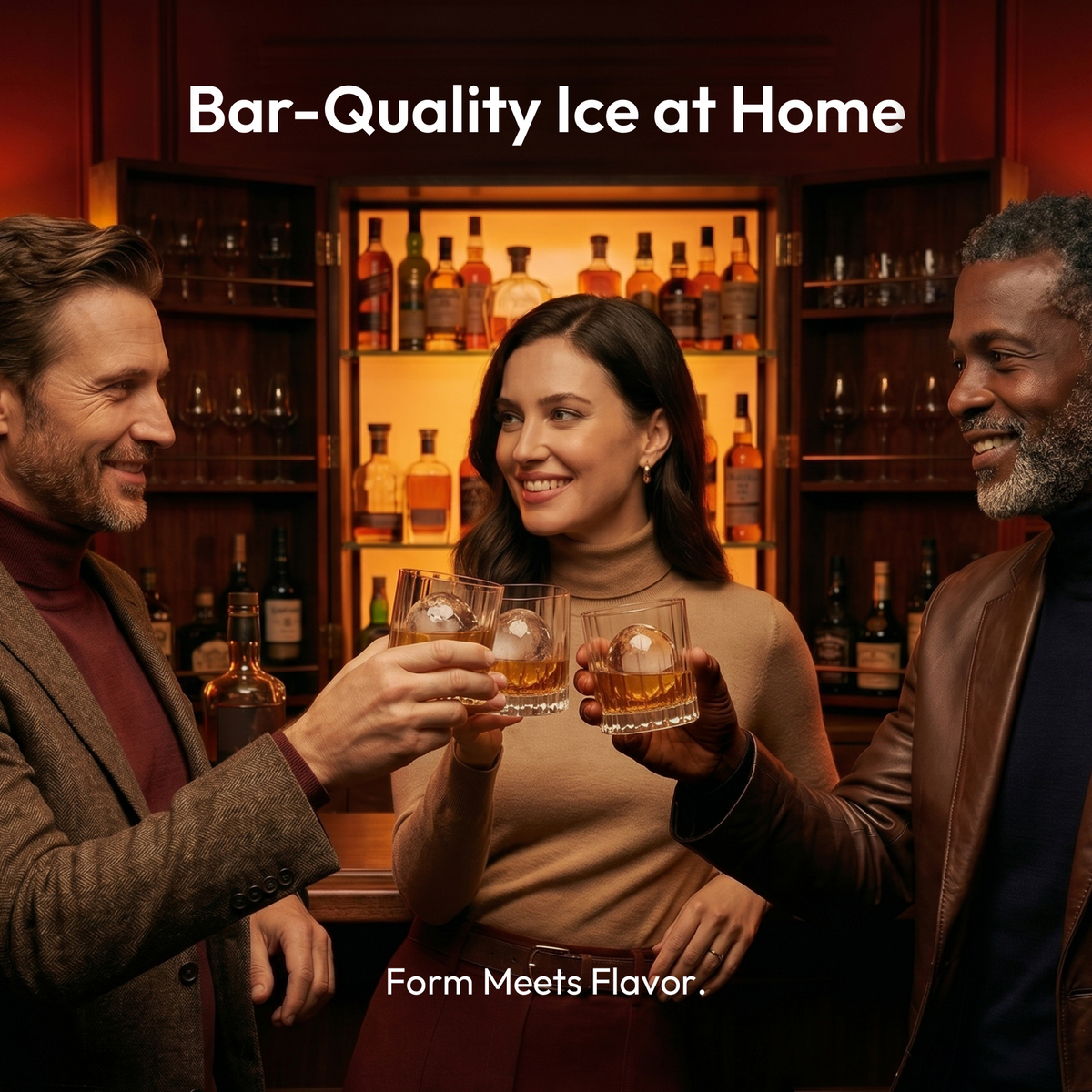 Bar-Quality Ice at Home with whiskey glasses and sphere ice for home bar