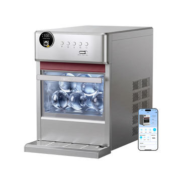 Euhomy Rock Pro Sphere Ice Maker stainless steel with clear sphere ice and smart app control