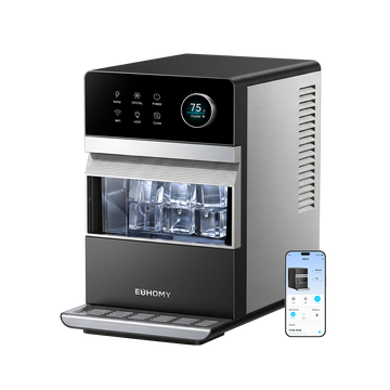 Euhomy Rock Plus square ice maker with app control, color display, rapid and crystal modes