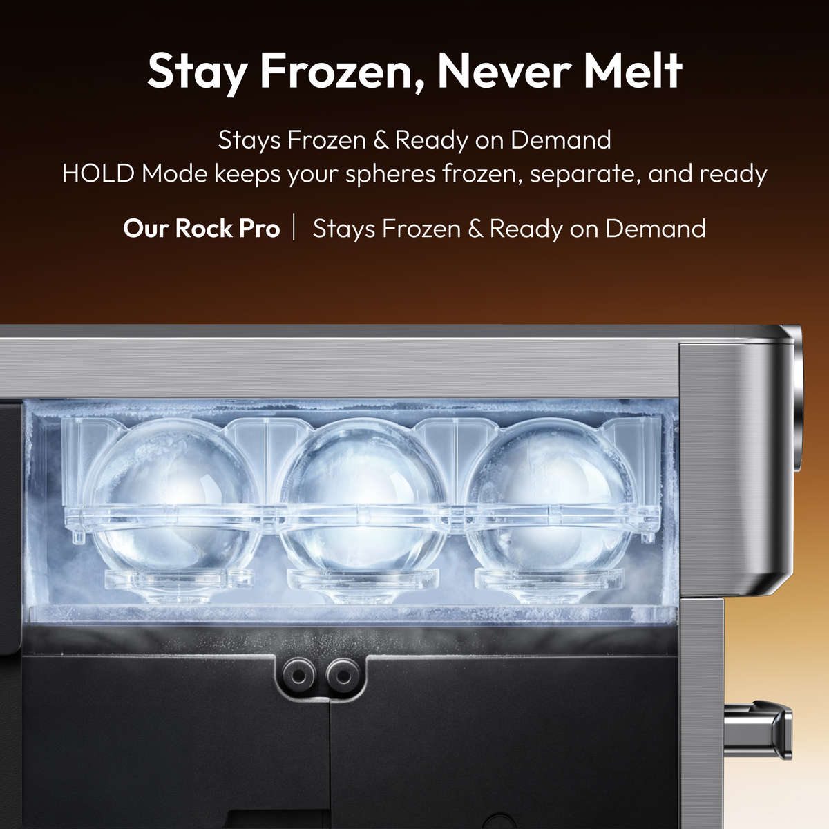 Euhomy Rock Pro sphere ice maker with HOLD mode keeps ice spheres frozen and ready
