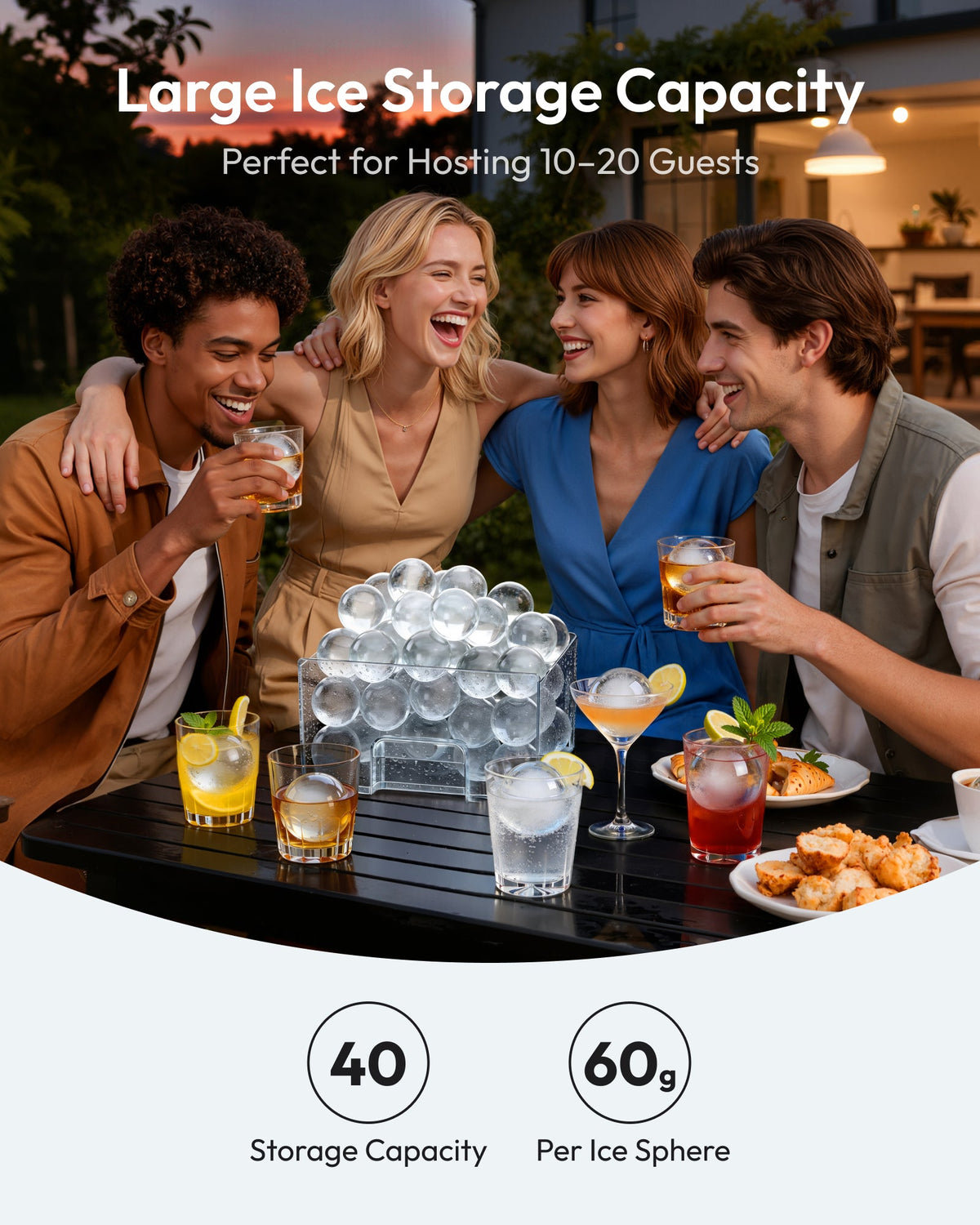 Euhomy Rock SE sphere ice maker with 40-ice storage capacity for 10-20 guests